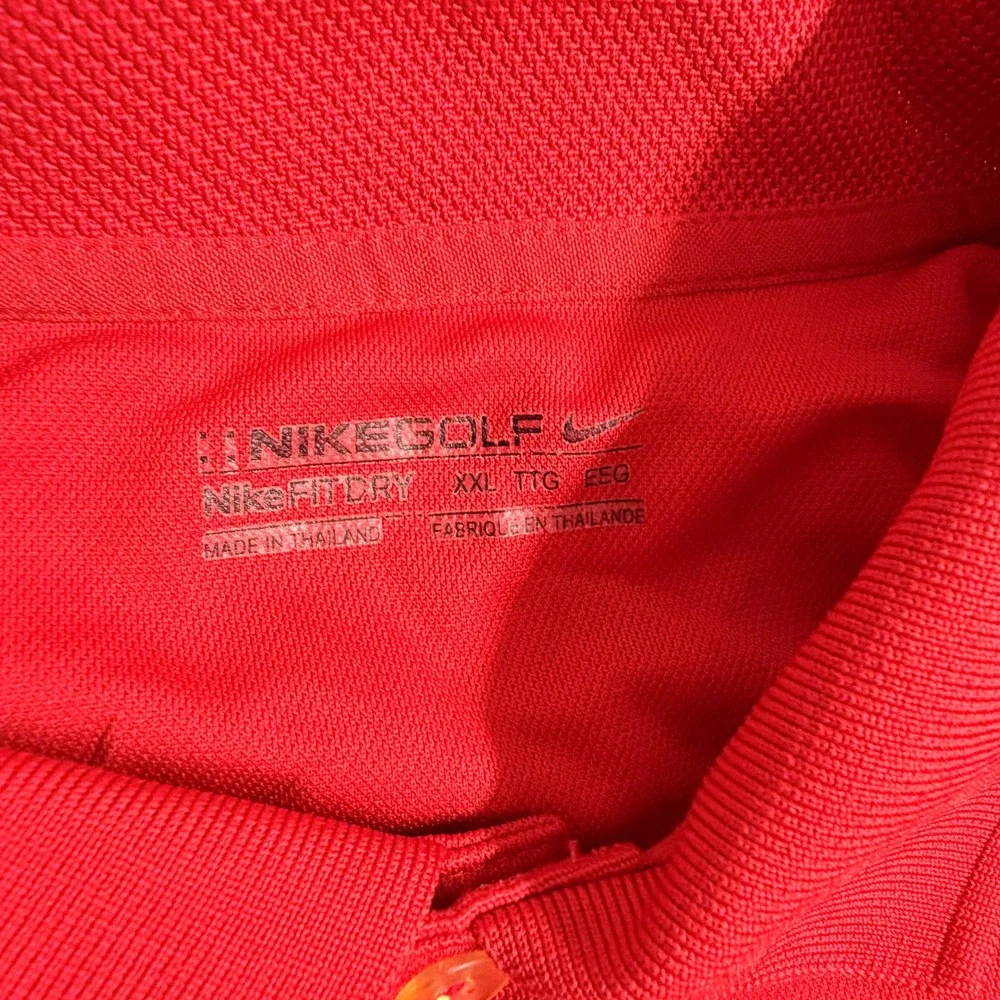 Disney Nike‎ Golf Polo Shirt Red Dri Fit Men's XXL Short Sleeve Performance Golf